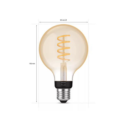 Hue WA 7W Filament G93 globe E27 | E27 | 7 W | Warm to cool white 2200-4500K | Bluetooth and Zigbee