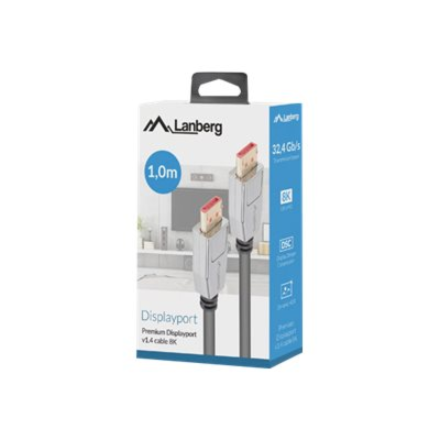 Lanberg DisplayPort M/M Cable 20 PIN V1.4 8K 60HZ | CA-DPDP-20CU-0010-BK | 1 m