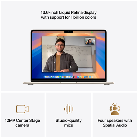 Apple MacBook | Air | Starlight | 13 " | IPS | 2560 x 1664 pixels | Apple M4 | 16 GB | Solid-state drive capacity 256 GB | Apple M4 chip 10-core CPU/8-core GPU | macOS | 802.11ax | Bluetooth version 5.0 | Keyboard language Russian | Keyboard backlit