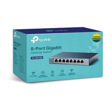 TP-LINK | Switch | TL-SG108 | Unmanaged | Desktop | Gigabit Ethernet (copper) ports quantity 8 | Power supply type External | 36 month(s)