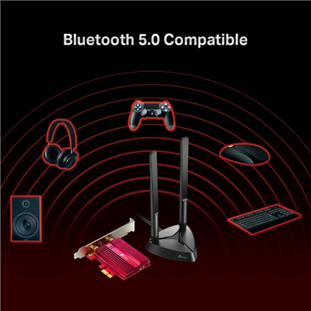 TP-LINK | AX3000 Wi-Fi 6 Bluetooth 5.0 PCIe Adapter | TX3000E | 2.4GHz/5GHz | Antenna type 2xHigh-Gain External Antennas | 574+2402 Mbit/s