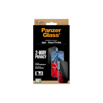 PanzerGlass Screen protector | Apple | iPhone 17 Pro Max | Glass | Transparent | Ultra-Wide Fit w. EasyAligner
