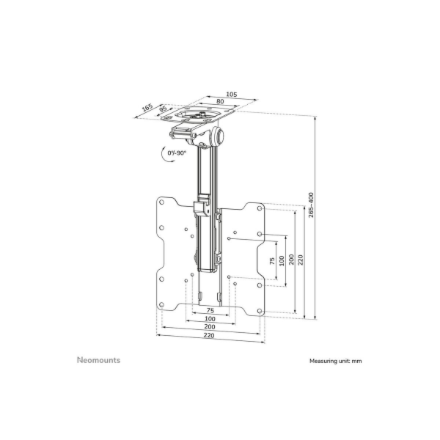 Neomounts FPMA-C020BLACK Monitor/TV Mount Ceiling | Adjustable Height, Tilt | 10-40 " | Maximum weight (capacity) 20 kg | Black
