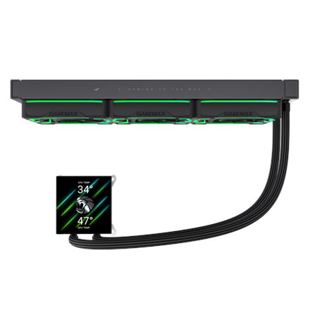 Gamemax CPU Liquid Cooler | HAILSTORM 360 LCD BK | Black