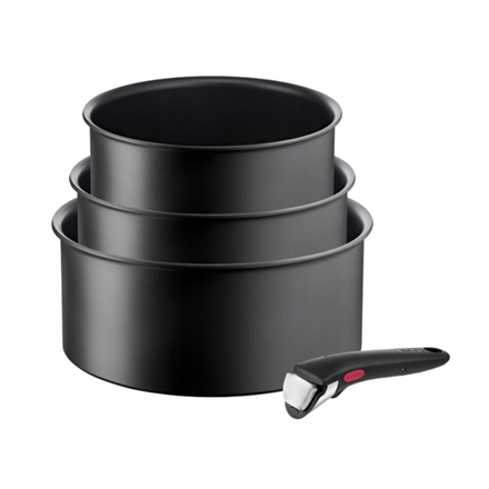 TEFAL Pot Set, 4 pcs | L7649453 Ingenio Ultimate | 16/18/20 cm | Aluminum | Black
