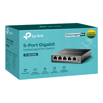 TP-LINK | Switch | TL-SG105E | Web managed | Wall mountable | Gigabit Ethernet (copper) ports quantity 5 | Power supply type External | 36 month(s)