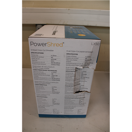 SALE OUT. Powershred | LX50 | Black | 17 L | Credit cards shredding | DAMAGED PACKAGING | Paper handling standard/output 9 sheets per pass | Cross-Cut Shredder | Warranty 24 month(s)