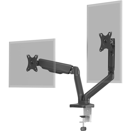Goobay Desk Mount | Double Monitor Mount with Gas Spring | Swivel, Tilt, Rotation | 17-32 " | Maximum weight (capacity) 9 kg | Black
