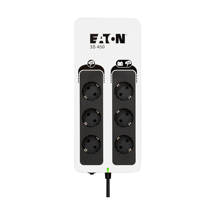 Eaton 3S Gen2 UPS DIN, 450 VA, 270 W, Input: Schuko, Outputs: (3) Schuko, (3) Schuko surge only, Tower | 3S450D