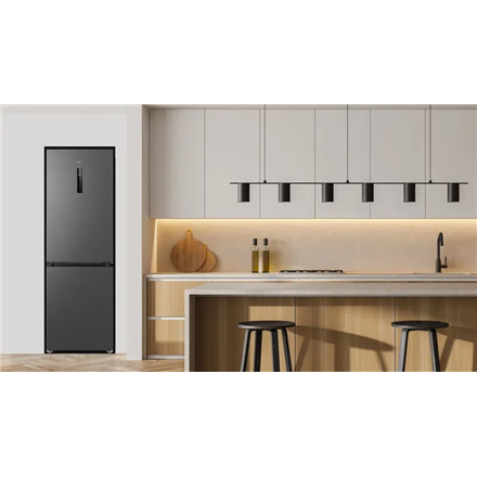 TCL Refrigerator | RP340BSD1 | Energy efficiency class D | Free standing | Combi | Height 185 cm | No Frost system | Fridge net capacity 223 L | Freezer net capacity 117 L | Display | 35 dB | Grey