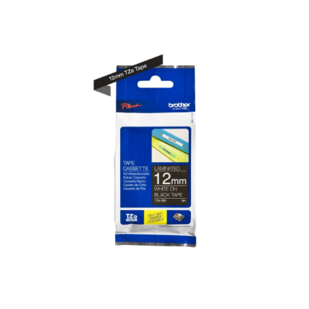 Brother | TZe-335 Laminated Tape | White on Black | TZe | 8 m | 1.2 cm