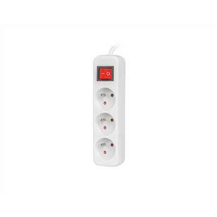 Lanberg Cable Power Strip 3M 3X French Outlets with Switch, Quality-Grade Copper | PS1-03E-0300-W