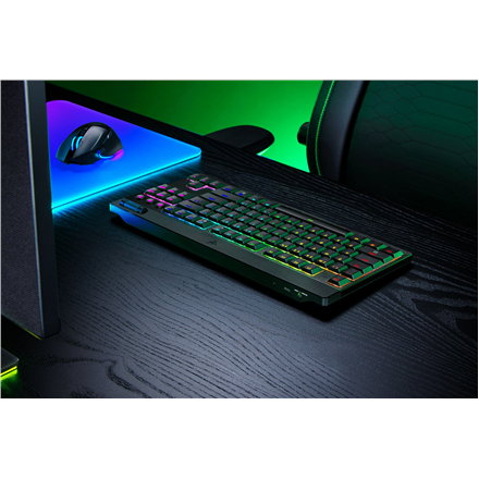 Razer | BlackWidow V4 Low-Profile HyperSpeed | Keyboard | Wireless | US | Bluetooth | Green Switches | Black