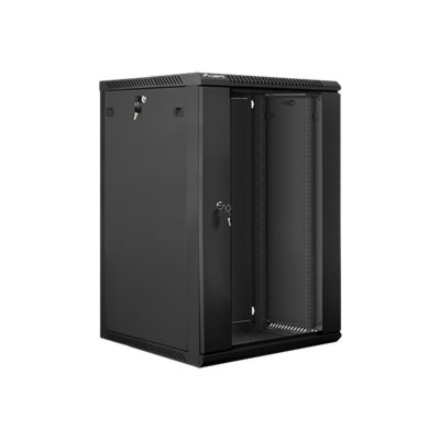 Lanberg | Rack cabinet 19" wall-mount 18U/600x600 (flat pack) with glass door | WF01-6618-10B | Black