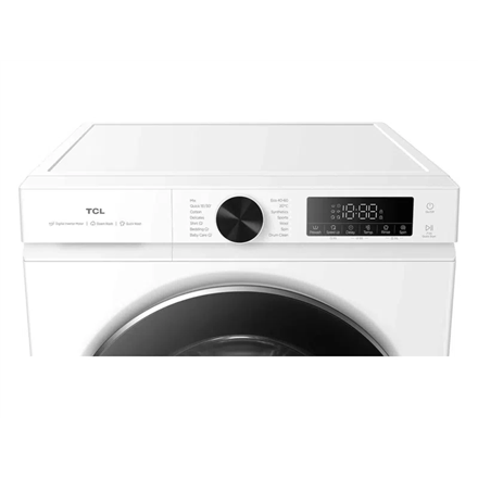 TCL Washing machine | FP0944WA0 | Energy efficiency class A | Front loading | Washing capacity 9 kg | 1400 RPM | Depth 56 cm | Width 60 cm | Display | LED | Steam function | White