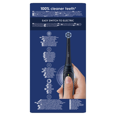 Oral-B Electric Toothbrush with Pressure sensor | iO2 | Rechargeable | For adults | Number of brush heads included 1 | Number of teeth brushing modes 3 | Black