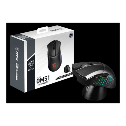 MSI | Lightweight Wireless Gaming Mouse | GM51 | Wireless | Gaming Mouse | 2.4GHz | Black