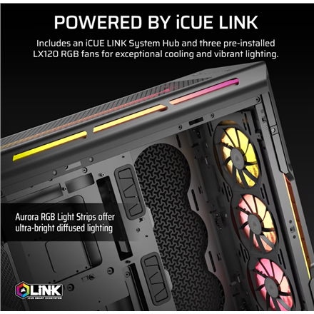 Corsair PC Case | iCUE LINK 5000T LX RGB | Black | Mid-Tower