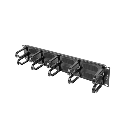 Lanberg 19" cable management brush panel 10 rings - type B 2U | AK-1204-B | Black