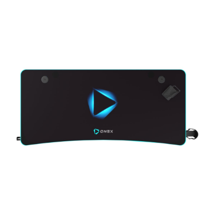 Onex | Gaming Desk w/Cup holder, headset hook, Gamepad holder, Full coverage mouse pad | GD1200H | Black