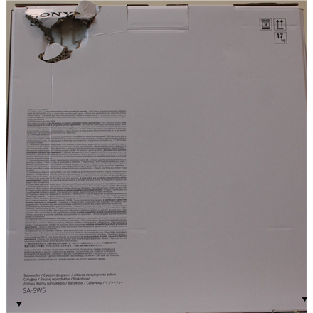 SALE OUT. Sony SA-SW5 Wireless 300W Subwoofer for HT-A9/A7000 | Sony Speaker | Subwoofer for HT-A9/A7000 | DAMAGED PACKAGING | 300 W | Black | 2 Ω | Portable | Wireless connection