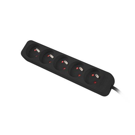 Lanberg Cable Power Strip, 5X French Outlets Quality-Grade Copper, 1.5 m | PS0-05E-0150-BK