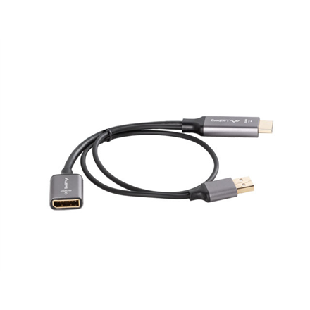 Lanberg HDMI (M) to Displayport (F) Adapter 4K on cable 20cm, Silver | AD-HD-DP-02