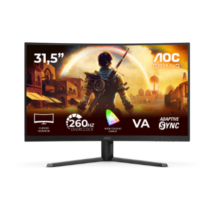 AOC C32G42ZE | 31.5 " | VA | FHD | 16:9 | 260 Hz | 4 ms | 1920 x 1080 pixels | 300 cd/m² | HDMI ports quantity 1 | Black