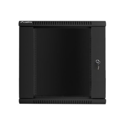 Lanberg | Rack cabinet 19" wall-mount 12U/600x600 (flat pack) with glass door | WF01-6612-10B | Black