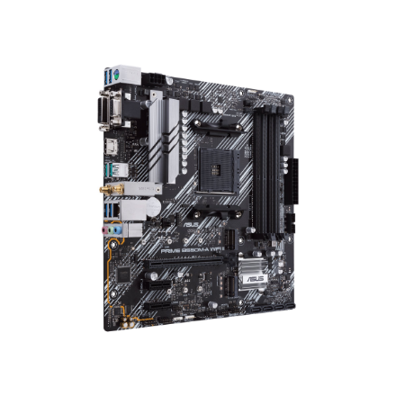 Asus | PRIME B550M-A WIFI II | Processor family AMD | Processor socket AM4 | DDR4 DIMM | Memory slots 4 | Supported hard disk drive interfaces SATA, M.2 | Number of SATA connectors 4 | Chipset AMD B550 | microATX
