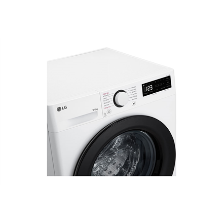 LG | Washing machine with dryer | F4DR509SBW | Energy efficiency class A | Front loading | Washing capacity 9 kg | 1400 RPM | Depth 55 cm | Width 60 cm | Display | Rotary knob + LED | Drying system | Drying capacity 6 kg | Steam function | Direct drive | White