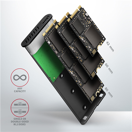 AXAGON External USB-C 3.2 Gen 2 metal box for M.2 SATA SSD disks | EEM2-SBC