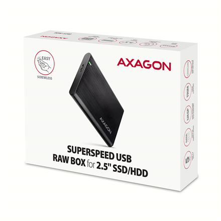 AXAGON Screwless aluminum USB 3.2 Gen 1 - SATA 6G external box for 2.5" SSD/HDD | EE25-A6M