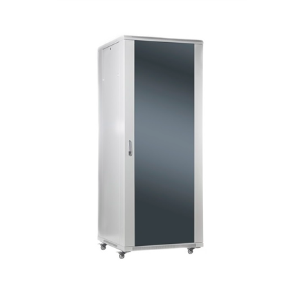 SOMI Networks | 42U, 19″ Freestanding Cabinet | 42U-80/80NAC | Max Load 800kg; Removable and Lockable Side Panels; Glass Doors; Unassembled | Depth: 80 cm | Gray