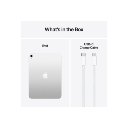 Apple iPad | 11 " | Silver | Liquid Retina | 2360 x 1640 pixels | A16 | 128 GB | Wi-Fi | Front camera | 12 MP | Rear camera | 12 MP | Bluetooth | 5.3 | iPadOS