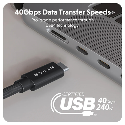 Hyper | HyperDrive Next USB4 Type-C Performance Cable, 1.2 m | HD6500BKGL