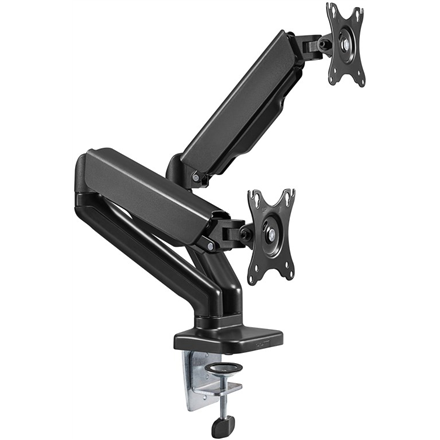 Goobay Desk Mount | Double Monitor Mount with Gas Spring | Swivel, Tilt, Rotation | 17-32 " | Maximum weight (capacity) 9 kg | Black