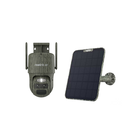 Reolink TrackMix Series G770 Camouflage with Solar Panel 2 4G LTE Dual-Lens Battery Security Camera | PTZ | 4 MP | 2.8mm/F1.6 | IP65 | H.264/H.265 | Micro SD, Max. 256 GB