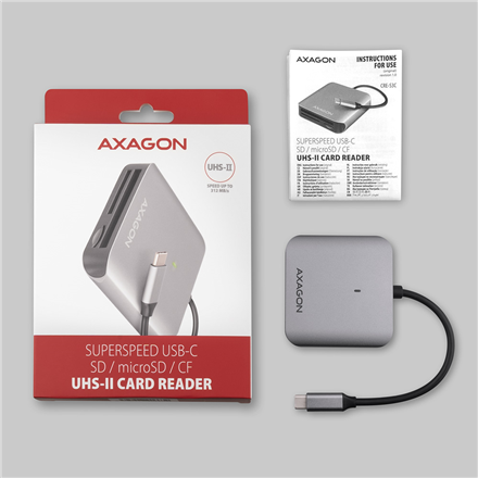 AXAGON Aluminum high-speed USB-C 3.2 Gen 1 memory card reader, 3 slots | CRE-S3C
