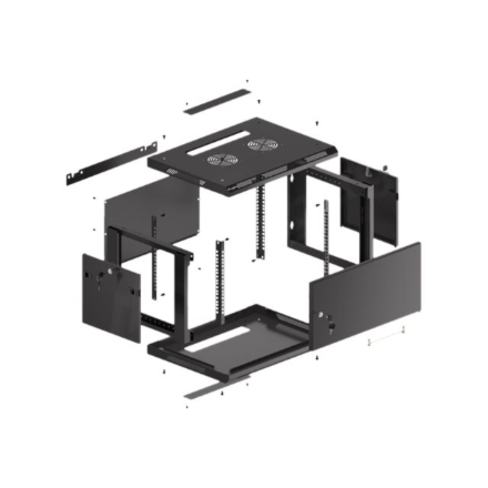 Lanberg | Rack cabinet 19" wall-mount 6U/600x450 for self-assembly with metal door (flat pack) | WF01-6406-00B | Black