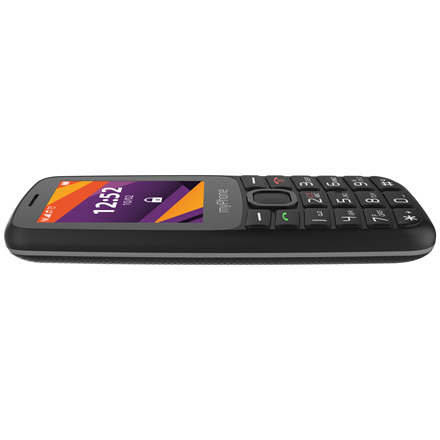 myPhone 6410 LTE | Black | 2.4 " | TFT | 64 MB | 128 MB | Dual SIM | Nano SIM | USB version Type-C | Built-in camera | Main camera resolution 0.3 MP | 1400 mAh