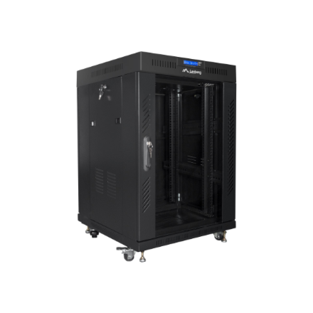 Lanberg | Rack cabinet 19" free-standing 15U/600x600 (flat pack) with glass door, LCD | FF01-6615-12BL | Black