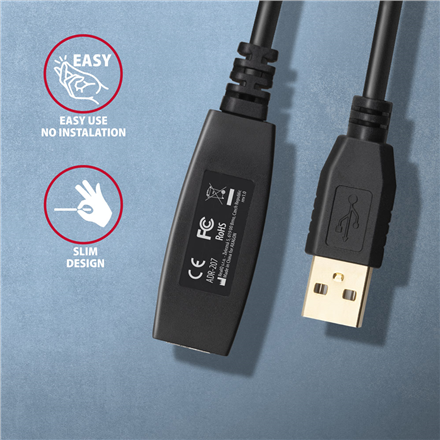 AXAGON | Active extension cable, 7.5 m | ADR-207 | USB Type-A to USB Type-A