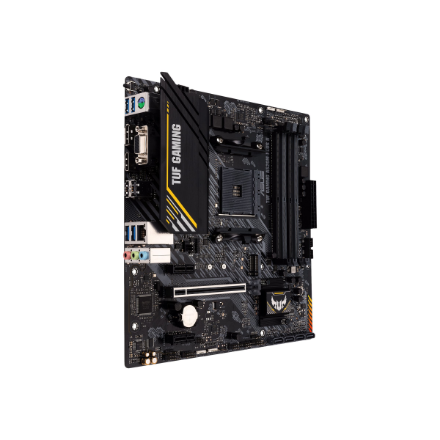 Asus | TUF GAMING A520M-PLUS II | Processor family AMD | Processor socket AM4 | DDR4 DIMM | Memory slots 4 | Supported hard disk drive interfaces SATA, M.2 | Number of SATA connectors 4 | Chipset AMD A520 | Micro ATX