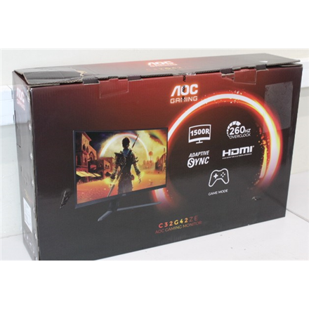 AOC SALE OUT. C32G42ZE | 31.5 " | VA | FHD | 16:9 | 260 Hz | 4 ms | 1920 x 1080 pixels | 300 cd/m² | HDMI ports quantity 1 | Black | Warranty 36 month(s) | DAMAGED PACKAGING