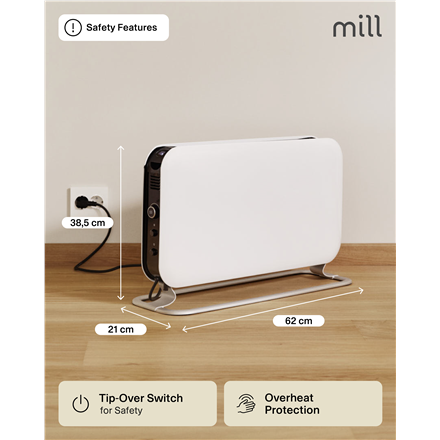 Mill | Heater | SG2000LED | Convection Heater | 2000 W | Number of power levels 3 | Suitable for rooms up to 5-20 m² | White