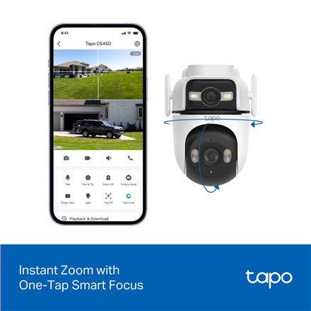 TP-LINK | Dual Lens Security Wi-Fi Camera | Tapo C545D | Dome | 3 MP | 6mm | IP66 | H.264 | MicroSD, up to 512 GB