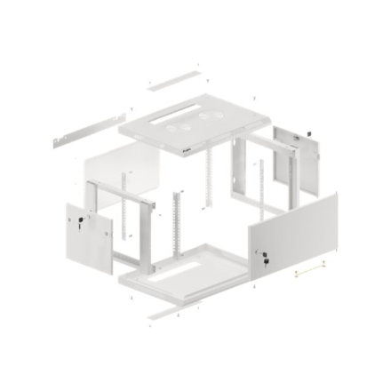 Lanberg | Rack cabinet 19" wall-mount 6U/600x450 for self-assembly with metal door (flat pack) | WF01-6406-00S | Grey