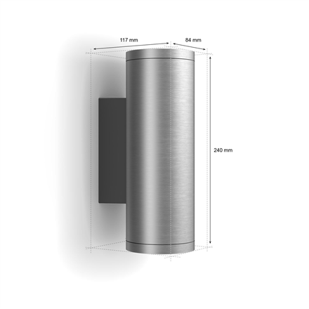 Philips Hue WCA Appear Outdoor Wall Lantern, Inox | 8 W | 2000-6500 Hue White Colour Ambiance