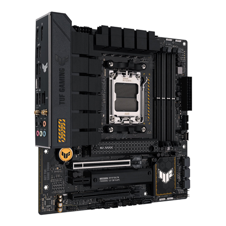 Asus | TUF GAMING B650M-PLUS WIFI | Processor family AMD | Processor socket AM5 | DDR5 DIMM | Memory slots 4 | Supported hard disk drive interfaces SATA, M.2 | Number of SATA connectors 4 | Chipset AMD B650 | micro-ATX